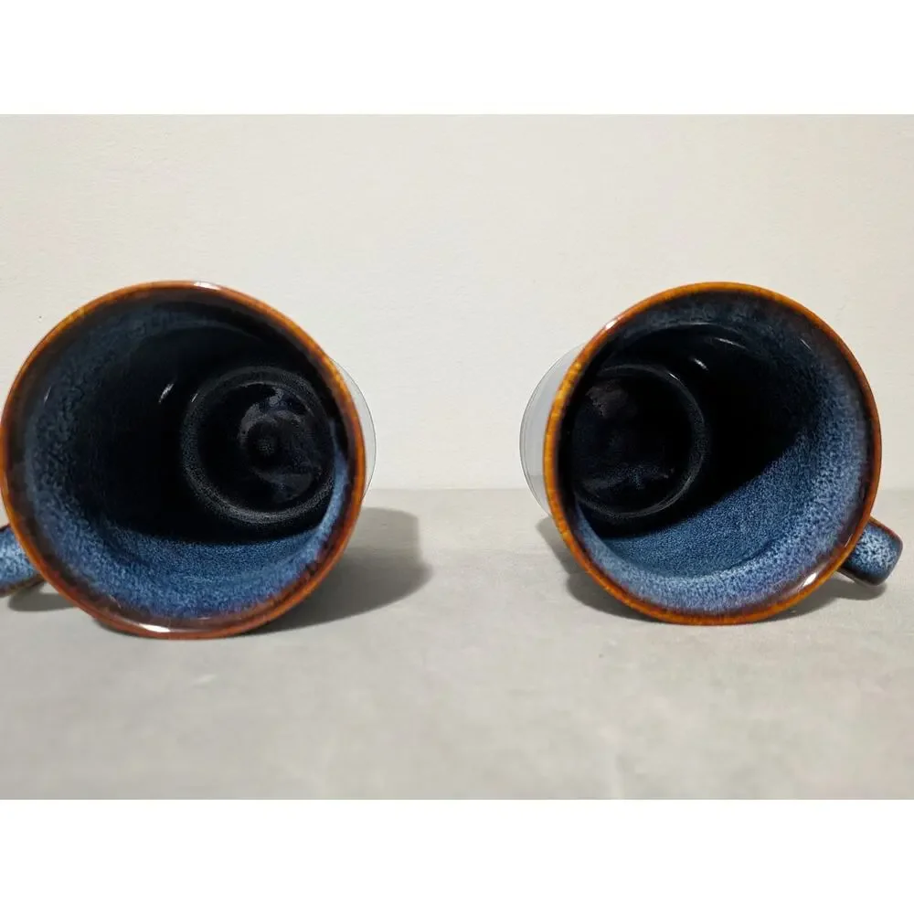Ocean Waves by West Elm Blue & Brown Coffee Mugs Set Of 2 Discontinued